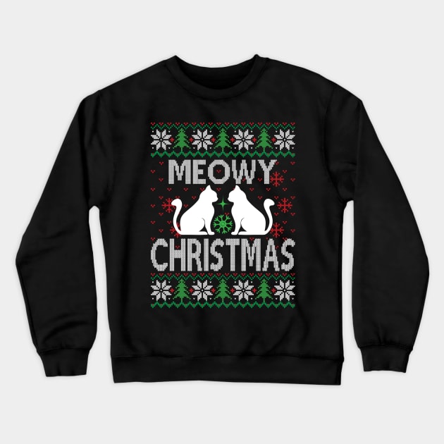 meowy christmas ugly christmas sweater Crewneck Sweatshirt by MZeeDesigns